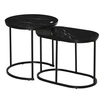 Image de Lot de 2 tables basses gigognes - tables d'appoint encastrables style contemporain - piètement acier plateau MDF aspect marbre noir