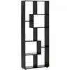 Image de Bibliothèque étagère meuble de rangement dim. 70L x 24l x 178H cm en zigazag et 8 espaces en panneau de particules noir