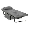 Image de Fauteuil relax canapé pouf lit d'appoint 4 en 1 dossier inclinable 5 niveaux repose-pied rabattable châssis acier noir polyester gris