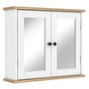 Image de Armoire murale de salle de bain avec étagère réglable et 2 portes avec miroir en MDF - dim. 56I x 14P x 46H cm