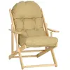 Image de Fauteuil chaise pliable et inclinable en bois grand confort avec coussin capitonné épais - dim. 71I x 89P x 96H cm - beige
