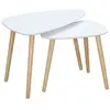 Image de Lot de 2 tables basses gigognes design scandinave bicolore bois clair blanc pieds effilés bois de pin