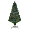 Image de Sapin de Noël artificiel lumineux fibre optique multicolore + support pied Ø 75 x 150H cm 180 branches étoile sommet brillante vert