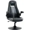 Image de Fauteuil gaming base ronde métal pivotante 360° hauteur réglable fonction dossier bascule accoudoirs relevables PU gris noir
