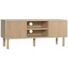 Image de Meuble TV banc TV design Urban Craft - 2 portes coulissantes, 2 niches - piètement cylindrique - panneaux particules aspect bois clair
