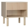 Image de Table de chevet table de nuit design Urban Craft - tiroir coulissant, niche - piètement cylindrique - panneaux particules aspect bois clair