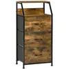 Image de Meuble de rangement colonne design industriel - 3 tiroirs, niche, étagère - châssis acier noir MDF aspect bois avec veinage