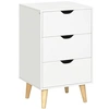 Image de Meuble de rangement chiffonnier 3 tiroirs design scandinave piètement effilé incliné bois pin panneaux blanc
