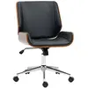 Image de Chaise de bureau manager design vintage pivotante hauteur réglable bois peuplier acier chromé revêtement mixte synthétique tissu noir