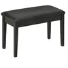 Image de Banquette tabouret siège pour piano avec coffre de rangement pied bois hévéa revêtement synthétique noir