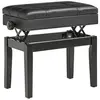 Image de Banquette tabouret siège pour piano coffre intégré hauteur réglable bois hévéa assise revêtement synthétique noir