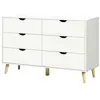 Image de Commode 6 tiroirs design scandinave piètement effilé incliné bois pin panneaux blanc