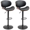 Image de Lot de 2 tabourets de bar design contemporain hauteur d'assise réglable 62-82 cm pivotant 360° bois revêtement synthétique noir