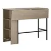 Image de Table de bar extensible design industriel - 3 étagères intégrées - châssis métal noir panneaux particules aspect bois gris