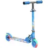Image de Trottinette pliable enfant à partir de 3 ans roues repose-pied LED frein à friction arrière hauteur guidon réglable 4 niv. métal bleu
