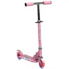 Image de Trottinette pliable enfant à partir de 3 ans roues repose-pied LED frein à friction arrière hauteur guidon réglable 4 niv. métal rose