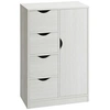 Image de Meuble de rangement moderne 1 porte 4 tiroirs - panneaux particules blanc grain de bois