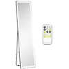 Image de Miroir LED sur pied ou mural au choix - intensité et couleur réglable - télécommande incluse - verre alu. noir