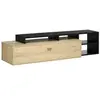 Image de Meuble TV réversible design contemporain porte abattante 2 compartiments 4 niches MDF aspect chêne clair noir