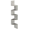 Image de Etagère d'angle étagère de rangement design contemporain zig zag 20L x 20l x 126H cm 5 niveaux panneaux de particules gris