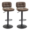 Image de Lot de 2 tabourets de bar Vintage capitonné - pivotant, réglable - repose-pied - revêtement synthétique marron effet vieilli