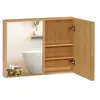 Image de Miroir de salle de bain avec placard 2 portes - 2 étagères - bois de bambou verni