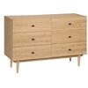 Image de Commode vintage 6 tiroirs coulissants piètement bois de pin panneaux aspect bois de teck