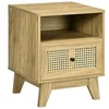 Image de Chevet style bohème - table de nuit design - tiroir, niche - aspect bois manguier rotin