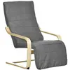 Image de Fauteuil style nordique - repose-pied réglable - déhoussable - bois de bouleau tissu gris