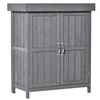Image de Armoire de jardin Double porte étagère et toit bitumé relevable 74L x 43l x 88H cm bois sapin gris
