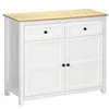 Image de Buffet 2 portes étagère réglable 2 tiroirs panneaux particules blanc aspect bois clair