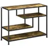 Image de Console design industriel 4 étagères acier noir panneaux aspect bois vieilli