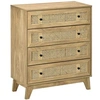 Image de Commode 4 tiroirs style bohème chic cannage en rotin aspect bois de manguier