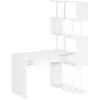 Image de Bureau informatique design contemporain avec bibliothèque zig zag 4 étagères panneaux particules blanc