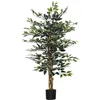 Image de HOMCOM Plante Artificielle Ficus Hauteur 1,3 m Grand Réalisme Pot Inclus | Tronc, Branches, Liane, Lichen, Feuilles en occasion ou reconditionné
