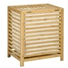 Image de Panier à linge - sac en tissu amovible, couvercle - dim. 50l x 36l x 60h - bois bambou verni