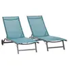 Image de Lot de 2 bain de soleil bleu L. 165 cm H. 30 cm en aluminium non empilable non pliable