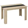 Image de Table à manger grand plateau 4-6 personnes - dim. 120L x 69l x 75H cm - panneaux noir aspect chêne clair