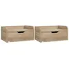 Image de Lot de 2 chevets tables de nuit murales - tiroir coulissant, plateau - dim. 40L x 30l x 19H cm - panneaux aspect chêne clair