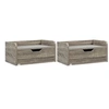 Image de Lot de 2 chevets tables de nuit murales - tiroir coulissant, plateau - dim. 40L x 30l x 19H cm - panneaux aspect bois gris