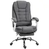 Image de Fauteuil de bureau manager grand confort repose-pied dossier inclinable accoudoirs rembourrés tissu aspect lin gris