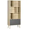 Image de Bibliothèque design - 2 portes, 6 niches - dim. 80L x 35l x 180H cm - aspect chêne clair gris
