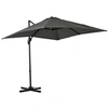 Image de Parasol déporté carré inclinable manivelle avec pied en acier dim. 2,45L x 2,45l x 2,45H m métal alu. polyester haute densité gris