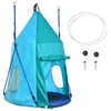 Image de Balançoire nid d'oiseau ronde balançoire panier Ø 1,1 x 1,5H m - tente amovible incluse - accessoires inclus bleu
