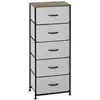 Image de Chiffonnier meuble de rangement 5 tiroirs - dim. 45L x 30l x 116H cm - structure acier noir tissu pliant gris