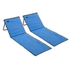 Image de Lot de 2 tapis de plage rembourrés pliables - matelas de plage - dossier inclinable, rangement - métal polyester bleu