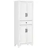 Image de Buffet haut 4 portes 2 étagères tiroir coulissant MDF blanc