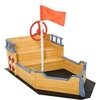 Image de Bac à sable bateau de pirate - banc, coffre rangement, gouvernail, drapeau, bâche - bois sapin pré-huilé