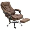 Image de Fauteuil de bureau direction massant chauffant hauteur réglable dossier inclinable tissu aspect lin marron