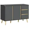 Image de Buffet 2 portes 2 étagères 3 tiroirs design scandinave panneaux particules gris aspect bois clair